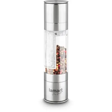 Lamart Tube Mlynček na korenie 2x 100ml strieborná / korenie. soľ / nerez