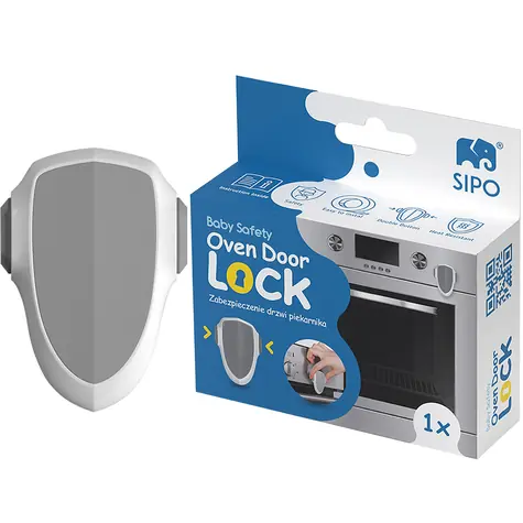 Sipo Bezpečnostný zámok na dvierka rúry, odolný proti teplu, 1ks, BIELA-ŠEDÁ