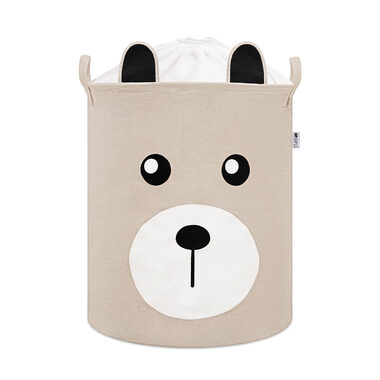 Sipo Kôš na hračky so šnúrkou, skladací bavlnený / 43 l, Teddy Bear Beige