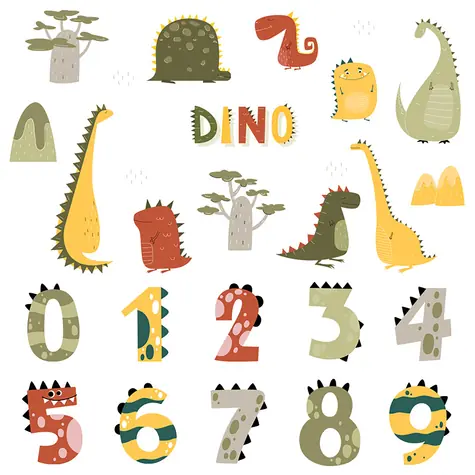 Sipo Nástenné samolepky do detskej izby, Dino Numbers