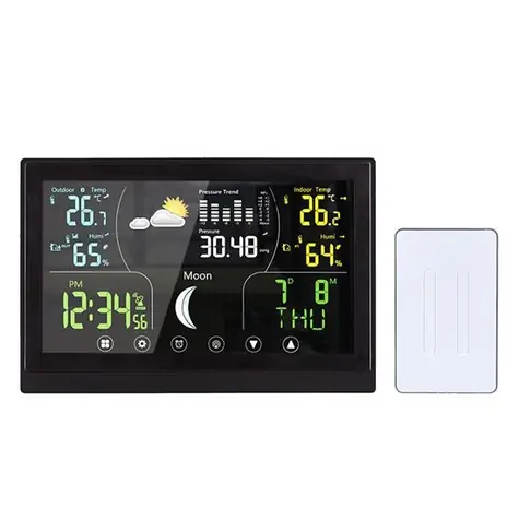 Solight TE110B čierna / meteostanica / farebný VA displej / teplota / vlhkosť / tlak / kalendár / dátum