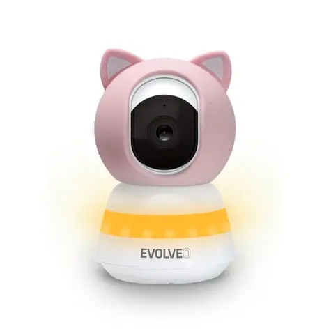 Evolveo Baby Monitor LUX ružová / Elektronická videoopatrovateľka / 360° dohľad / nočné videnie / detekcia plaču a pohybu
