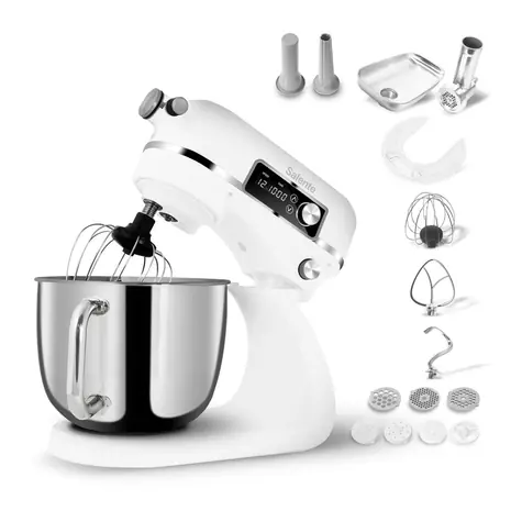 Salente DigiChef+ biela / kuchynský robot / 6 l / 1200W / celokovový / mäsomlynček / digitálny displej  