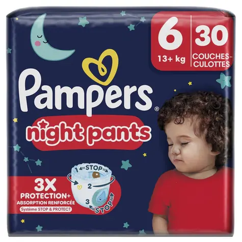 Pampers Night Pants 13+ kg (30 ks) / Nočné plienkové nohavičky / veľkosť 6 (13+ kg)