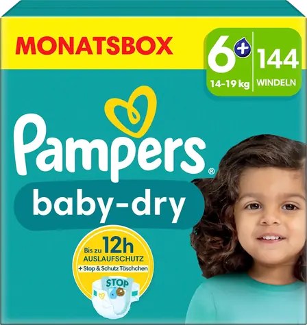 Pampers Baby Dry 14-19kg (144 ks) / plienkové nohavičky / veľkosť 6+ (14-19kg)