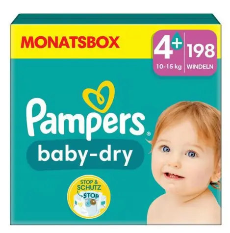 Pampers Baby Dry Maxi PLUS 10-15 kg (198 ks) / plienkové nohavičky / veľkosť 4 + (10-15 kg)