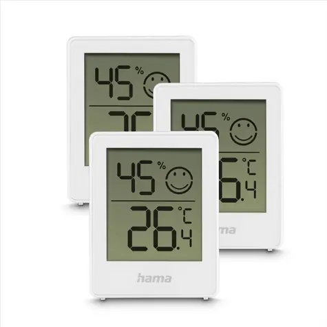 HAMA Cres digitálny teplomer/vlhkomer biela / 3 ks v balení 
