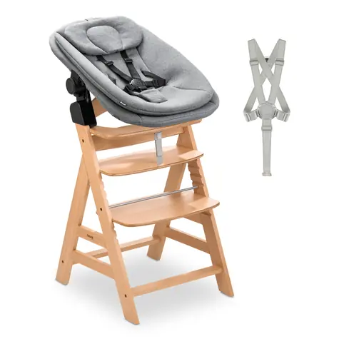 Hauck Alpha Newborn set Pre drevená / šedá / jedálenské stoličky + novorodenecký s polohovaním / 0m + / max 90kg 