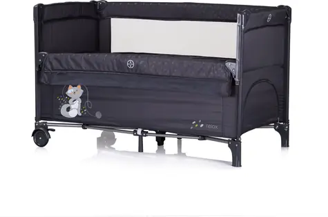 CHIPOLINO Postieľka cestovná so sklopnou bočnicou Relax Anthracite