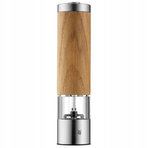 WMF Ceramill elektrický mlynček na korenie drevená / regulácia jemnosti mletia / akrylové sklo / Výška: 21.5 cm / 6x AAA
