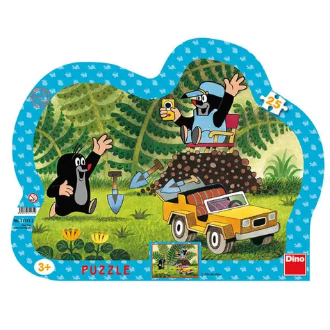 DINO KRTOK SO ŽLTÝM AUTOM - kontúra Puzzle / 25 dielikov / od 3 rokov