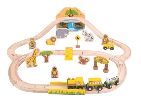 Bigjigs Rail Drevená vláčikodráha Safari / 38 dielov / od 3 rokov