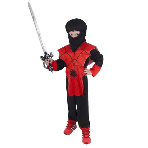 Rappa Detský kostým červený Ninja (S) / 4-6 rokov (110-116 cm)