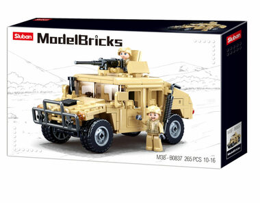 Sluban Army Bricks M38-B0837 Hummer bojový off road / LEGO - kompatibilný / Počet figúrok|dielikov: 2|265 / od 6 rokov