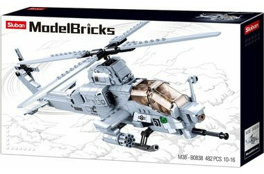 Sluban Army Model Bricks M38-B0838 Bojová helikoptéra / LEGO - kompatibilná / Počet figúrok|dielikov: 2|482 / od 6 rokov