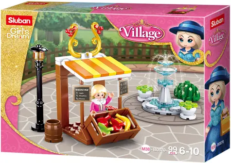 Sluban Girls Dream Village M38-B0870 Dobový stánok s ovocím a fontána /LEGO - kompatibilný/ figúrok|dielikov: 1|99 / 6 rokov