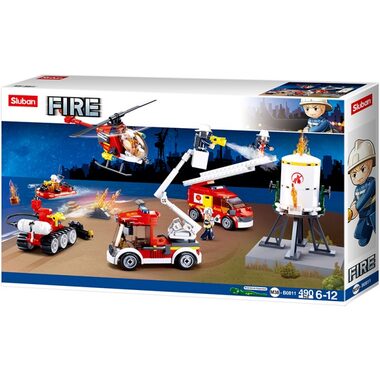 Sluban Hasiči M38-B0811 Sada hasičskej zásahovej jednotky / LEGO - kompatibilná / Počet figúrok|dielikov: 5|490 / od 6 rokov