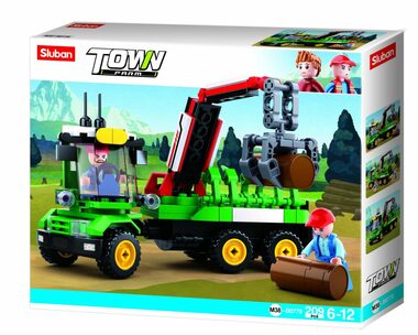 Sluban Town Farma M38-B0778 Traktor s prívesom na klády / LEGO - kompatibilný / Počet figúrok|dielikov: 2|209 / od 6 rokov