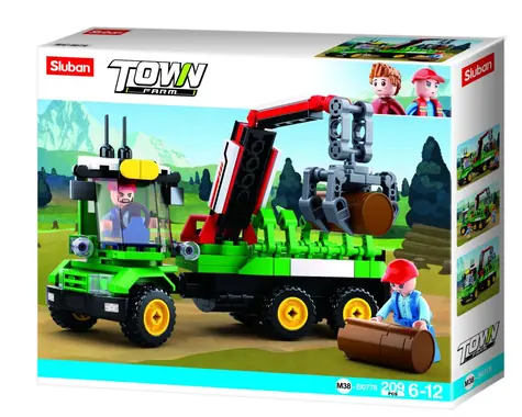 Sluban Town Farma M38-B0778 Traktor s prívesom na klády / LEGO - kompatibilný / Počet figúrok|dielikov: 2|209 / od 6 rokov