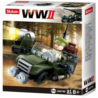 Sluban WWII M38-B0678B 4into1 Hliadkový Jeep / Lego - kompatibilný / Počet figúrok|dielikov: 1|91 / od 8 rokov