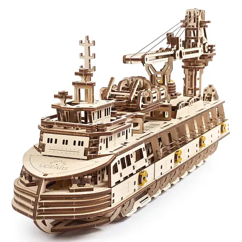 Ugears 3D drevené mechanické puzzle Výskumná loď / od 14 rokov / 575 dielikov / Obtiažnosť: vysoká