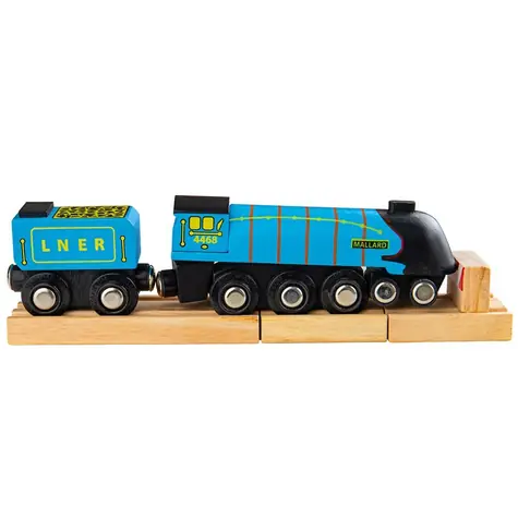 Bigjigs Rail Drevená replika lokomotívy Mallard + 3 koľaje / od 3 rokov