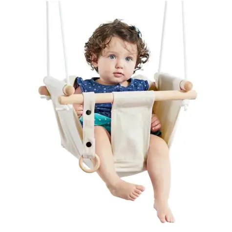 2Kids Toys Detská textilná hojdačka 100% bavlna béžová / od 18 mesiacov