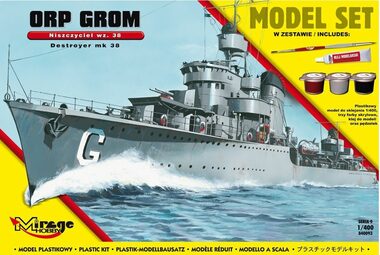Mirage Hobby 840093 ORP &#39;GROM&#39; wz.38 Poľský torpédoborec z 2. svetovej vojny - SET / Plastikový model / 1:400
