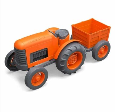 Green Toys Traktor s vlečkou oranžová / od 12 mesiacov