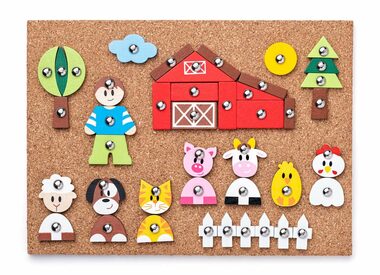 Woody Korková doska s pribíjajúcimi tvarmi - Zvieratká, 150 dielov / od 3 rokov