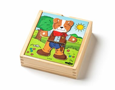 Woody Puzzle šatníková skriňa ''Psík'', 18 dielov / od 10 mesiacov