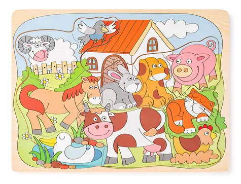 Woody Puzzle na doske ''Domáce veselé zvieratká'' / od 3 rokov