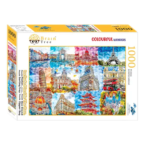 Brain Tree Puzzle Pamiatky vo farbách - 1000 dielikov / od 14 rokov