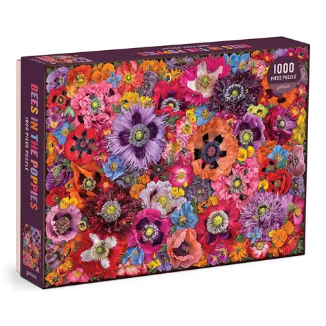 Galison Puzzle Včely medzi kvetmi maku / 1000 dielikov / od 8 rokov