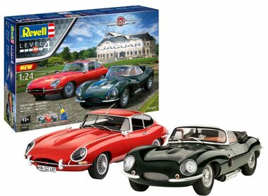 Revell 05667 Gift Set Jaguar 100th Anniversary / Plastikový model / 1:24 / Obtiažnosť 4 / Počet dielikov 287