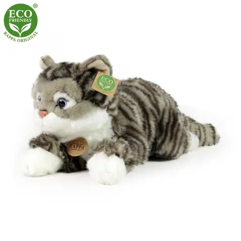 RAPPA Plyšová mourovatá mačka sivá 40 cm / ECO-FRIENDLY / od 0 mesiacov
