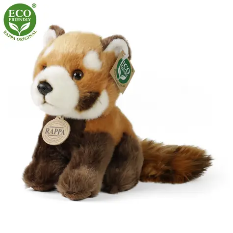 RAPPA Plyšová panda červená sediaca 18 cm / ECO-FRIENDLY / od 0 mesiacov