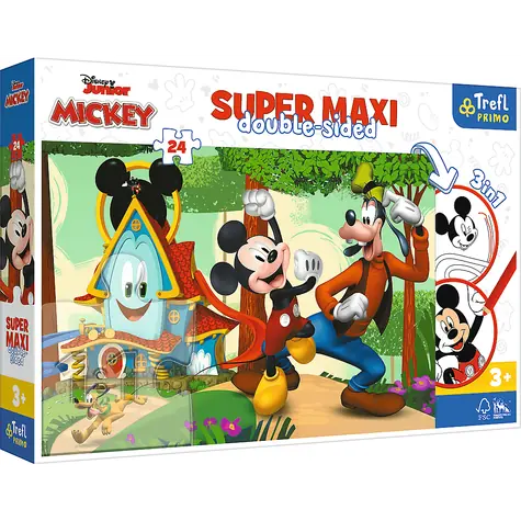 Trefl Primo - Puzzle - Obojstranné puzzle Mickeyho klbík SUPER MAXI / 24 dielikov / 60 x 40 cm / vek 3+