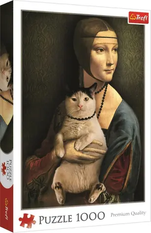 Trefl - Puzzle - Dáma s mačkou / 1000 dielikov / 68.3 x 48 cm / vek 12+