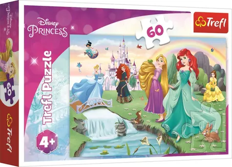 Trefl - Puzzle - Zoznámte sa s Disney princeznami / 60 dielikov / 33 x 22 cm / vek 4+
