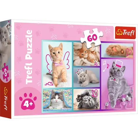 Trefl - Puzzle - Roztomilé mačky / 60 dielikov / 33 x 22 cm / vek 4+