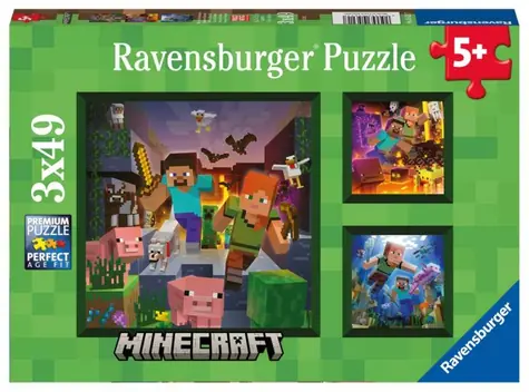 Ravensburger - Puzzle - Minecraft biomes / 3x49 dielikov / od 5 rokov