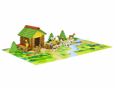 Jeujura Drevená stavebnica 65 dielov Salaš / od 5 rokov