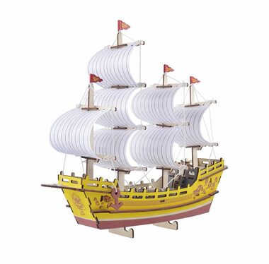 Woodcraft Drevené 3D puzzle Obchodná loď / 77 dielikov / od 8 rokov / Obtiažnosť: jednoduchá