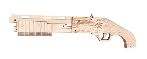 Woodcraft Drevené 3D puzzle Zbraň na gumičky Mossberg / 32 dielikov / od 14 rokov / Obtiažnosť: jednoduchá 