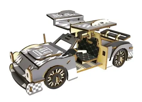 Woodcraft Drevené 3D puzzle Športové auto / 67 dielikov / od 8 rokov / Obtiažnosť: jednoduchá 