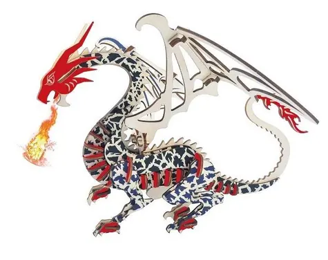 Woodcraft Drevené 3D puzzle Drak / 23 dielikov / od 8 rokov / Obtiažnosť: jednoduchá 