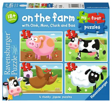 Ravensburger Moje prvé puzzle Na farme 2/3/4/5 dielikov / od 18 mesiacov 