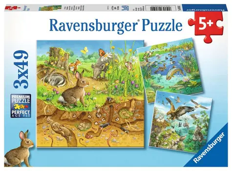 Ravensburger Zvieratká v prírode / 3x49 dielikov / od 5 rokov 