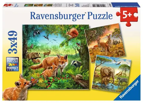 Ravensburger Zvieratá na zemi / 3x49 dielikov / od 5 rokov 